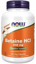 Maisto papildas NOW Foods Betaine HCL 648mg su PROTEASE, PEPSIN, virškinimo fermentais, 120 veganiškų kapsulių
