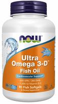 Maisto papildas NOW Foods Ultra Omega 3-D su vitaminu D, EPA ir DHA, 90 kapsulių