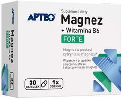 Maisto papildas Magnesium + Vitamin B6 Forte APTEO, 30 kapsulių