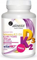 Vitaminai Aliness K2 MK-7 200µg Natto D3, 60 kapsulių