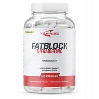 Maisto papildas VITALMAX FATBLOCK THERMOGENIC 120K, riebalų degintojas su kofeinu, tirozinu, HCA
