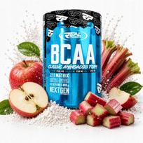 Aminorūgščių milteliai Real Pharm BCAA 400g obuolių-rabarbarų