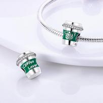 Original Charmscopper Green Heart-Shaped Coffee Beads Fit Charms Platabracelets For Women Women Jewelry Making Diy white