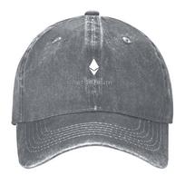 2026 Ethereum Logo ETH Coin Crypto Bitcoin Trader Miner Gift Baseball Cap Wild Ball Hat Custom Hat Hard Hat Mens Tennis Women's gray