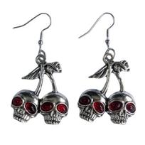 Unique Skull Cherry Drop Earrings Fashion Skeleton Pendant Dangle Earring Gothic Jewelry Punk Cherry Charm Earring Gift 1 raudona