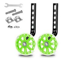 Bike Training Wheel Mute Flashing Wheel with Bicycles Stabilizer Mounted Kits for 12 14 16 18 20 inch Single Speed Bike žalia