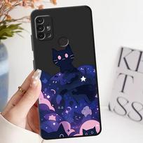 Case for Motorola Moto G71 G53 G30 G50 G22 Edge40 G51 G73 G52 Edge 20 Pro 30 Lite G60s G32 Phone Cover Black Cat Starry Night Motorola Moto G60 blue