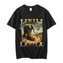 Lirili Larila Juokingi Italų Brainrot Meme marškinėliai Gatvės mados tendencijos Trumpų rankovių marškinėliai Unisex Laisvalaikio marškinėliai L black