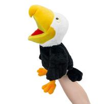 Naujas 6 stilių tukano rankų lėlė pliušiniai žaislai darželio pasirodymas rankų valdymas tukanas papūga baltagalvis erelis povas pelėda flamingas 35cm