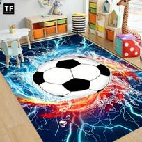 1pc Soccer-Themed Area Mat with Vibrant Lightning Ball Design Bedroom Playroom School Supplies Classroom Soccer Room Decor 40x60cm blue
