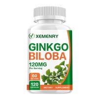 Ginkgo biloba 120mg supports brain function, memory support, enhances cognition and attention, Ginkgo biloba vegetarian capsules 120