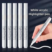 6Pcs White Acrylic Paint Pens Soft Brush Tip Waterproof Highlight Markers for Rock Art Journaling white-6pcs/set soft brush white