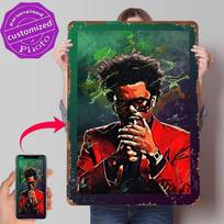 The Weeknd Poster Customized Vintage Metal Signs Wall Art Retro Tin Plaque for House Interior Accessories Gaming Decoration Room 20x30cm（7.8x11.8inch） black