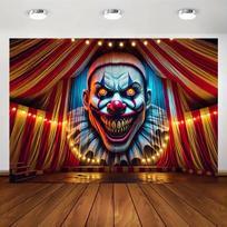 Creepy Clown Circus Tapestry, Vintage Carnival Tent Design Wall Hanging for Halloween Decor, Theme Bedroom Living Room Decor 100X70CM blue