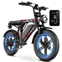 OOKTEK Electric Bicycle 1000W 20 -48V 17.5AH-Fat bike all-terrain-50KM/h-150kg-Electric mountain bike adult Full suspension-C200 Black