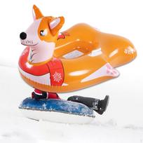 Inflatable Snow Tube Sled Thickened Bottom Toy with Handles for Sledding orange