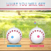 Pink or blue explosive powder reveals gender in baseball games, boys or girls use powder to reveal gender in carnival baseball yellow