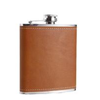 Stainless Steel Liquor Flask Leather Wrap Whisky Flagon Portable Hip Flask  for Alcohol Wine 7oz brown