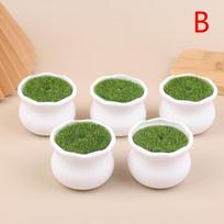 5Pcs Flower Pot Round Planters With Artificial Lawn Vase White Plastic Thick Plants Flower Pot Home Garden Decorations white