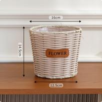 Flower Pot Basket Handwoven Round Wicker Planter Weave Rattan for Tabletop White S White S gray