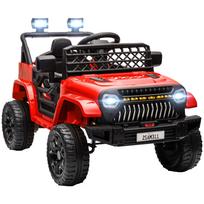 Elektrinis automobilis vaikams su 12V baterija, nuotolinio valdymo pultu, reguliuojamu greičiu, USB žibintais, garsiniu signalu, raudonas 95 x 62.5 x 65 cm