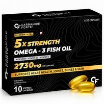 Carbamide Forte 5X Strength Omega 3 Fish Oil Capsules 2730mg | Fish Oil Omega 3 Supplement to Support Overall Health & Skin With Added Aloevera,
