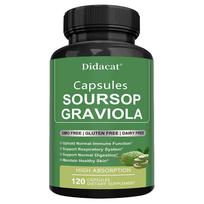 Soursop Graviola lapų miltelių maisto papildo kapsulės, 1950 mg porcijoje, 120 kapsulių, be GMO 120 Capsules