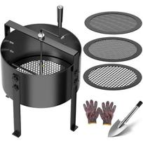 Rotacinis dirvos sietas su 4 keičiamais sietais – 13″ komposto ir sodo sietas su 0,12″/0,2″/0,31″/0,43″ akučių dydžiu, sijojantis dirvą, smėlį, akmenukus ir mulčią Z001 gray