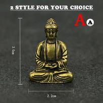 Mini Portable Retro Brass Buddha Statue Pocket Sitting Buddha Sculpture Home Office Desk Decorative Ornament Gift A black