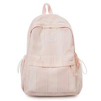Campus Schoolbag Women's Plaid Backpack Junior Senior High School Students Large Capacity Travel Backpack rožinė