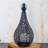 Metalinis žibintas žvakidė Maroko žvakidės laikiklis Ornamentas Vintažinis namų žvakidės dekoras Sodybos stilius Kalviškas geležis gray