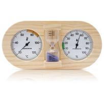 2 in 1 Sauna Thermometer and Hygrometer with 15 Minute Hourglass Timer Wall Mount Wooden  Temperature Gauge for Indoor Sauna white
