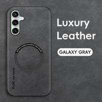 Magnetinis retro odinis minkštas dėklas Samsung Galaxy S24 FE S25 FE S25FE S24FE 5G belaidžio įkrovimo dėklas For Galaxy S24 ruda