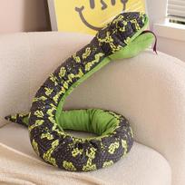 Big Boa Hand Puppet Toy Stuffed Like Real Scary Animal Brown Green Yellow Orange Snake Long Pillow Interactive Plushie Gift 90cm žalia