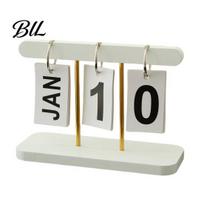Year-round Calendar Wooden Perpetual Desk Daily Desktop Standing Flip with Day Month Display for Office Home Decor Sustainable Accessory white