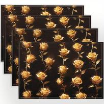 4pcs Set of Vibrant and Stylish Placemats with Glittering Rose Patterns to Enhance Your Tea Room 4PCS brown