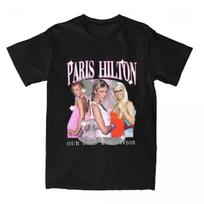 Paris Hilton Marškinėliai Vyriški Juokingi Medvilniniai T-shirtai Apvalia Kaklo trumpomis Rankovėmis Marškinėliai Gimtadienio Dovana Drabužiai 3XL juoda
