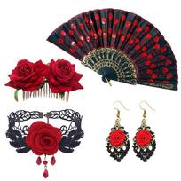 Mergaičių Klasikinio Modernaus Šokio Suknelė Didelio Sūpynės Sijono Ispaniško Flamenco Stiliaus Vaikų Sceninės Reprezentacijos vakarėlio Cosplay Kostiumas 10-11Y black