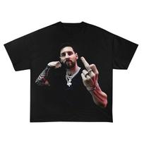 Lionel Messi Middle Finger Vintage Style Football Tshirt Summer New Unisex Unisex Fashion Cotton Street Wear Y2k Oversized Tshirt 2XL gray