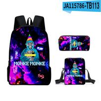 3D New Game Gorilla Tag backpack shoulder bag shoulder bag pencil case backpack print black