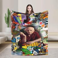 Warm Soft Throw Blanket Picnic Pablo Picasso Art Blanket Spanish Artist Flannel Bedspread For Living Room Sofa Bed Cover Size: 75*100cm, Weight: 230 GSM gray