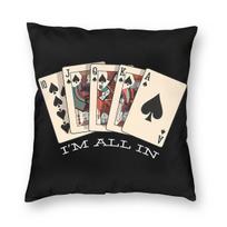 All In Royal Flush Poker Pillowcase Polyester Linen Velvet Creative Zip Decorative Throw Pillow Case Sofa Cushion Case 30cmx30cm(12x12Inch) white