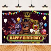 FNAF Five Nights Horrible Birthday Party Decoration Background Horrible Party Supplies Banner Photography Backdrop Boy Room Deco 47.2x31.5inch/120*80cm brown