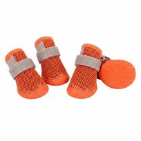 Kvėpuojantys neslystantys šunų batai Minkšti vasariniai šunų batai Augintinių sandalai 4 vnt./komplektas Karštas grindinys size 5 oranžinė