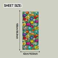 Vibrant Multicoloured Floral Home Decor Glass Window Laser-Cut Electrostatic Adhesive Decals 42*100cm blue