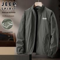 JEEP SPIRIT Men's Autumn Winter Casual Water-Resistant Windproof Stand Collar Jacket 5XL gray