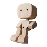 Leg-swinging Robot Figurine Cute Shaking Wooden Man Figurine Car Decoration Small Ornaments Wood Man Good Creative Gifts beige