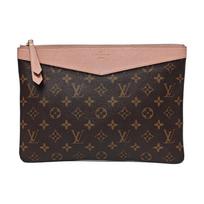 [Pre-Owned] Daily Canvas And Leather Clutch 30 - Very Good #121959D ONE SIZE beige