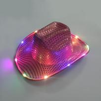 Colorful Flashing LED Cowboy Hat Pearlescent Finish Cowgirl Hat Glowing Hat  Bachelorette Party white