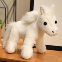 Simuliacinis gyvūnas juodas ponis lėlė pliušinis žaislas mažas baltas arklys zodiako arklys lėlė vaikiška lėlė 23cm beige